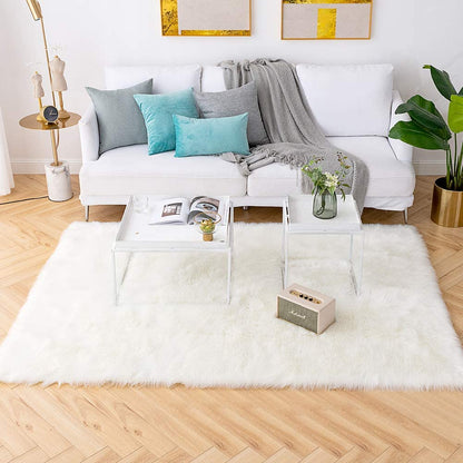 Shaggy Faux Sheepskin Area Rug – Soft, Luxury White 