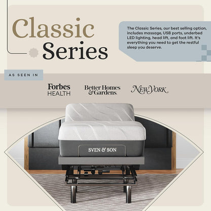 Classic Adjustable Bed Base, Head and Foot Lift, Massage