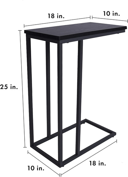 Side Table, Industrial End Table, Vintage Bedside Table with Sturdy Metal Frame for Living Room, Bedroom & Small Spaces, Easy Assembly, Modern,Black