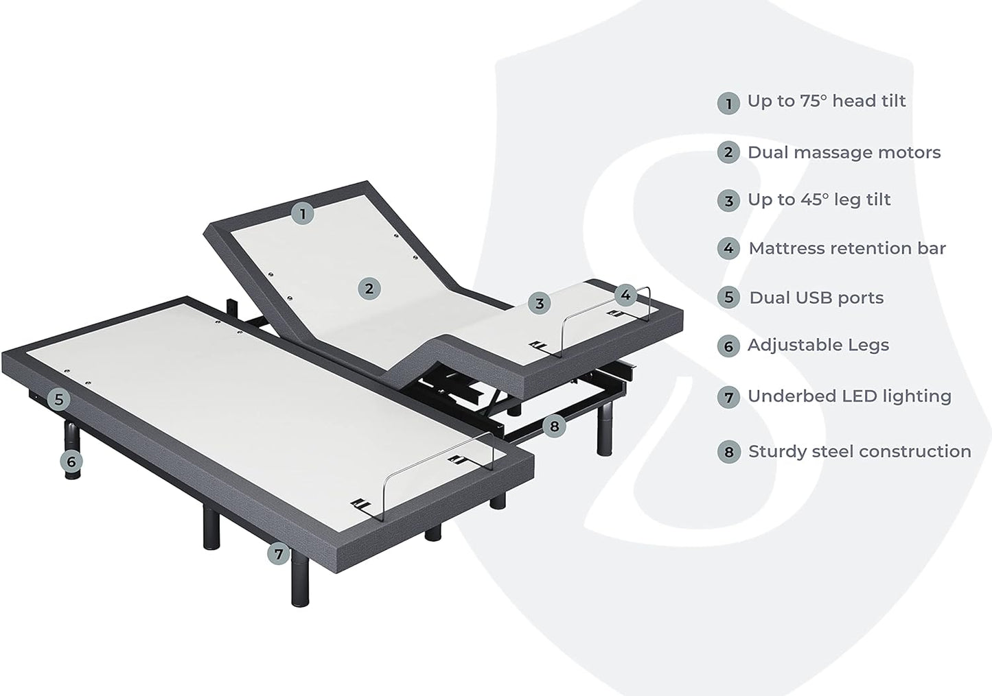 Split King Adjustable Bed Base Frame 