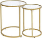 Gold Glass Nesting Side End Tables Set of 2, round Small Stacking Drink Coffee Table for Small Space, Living Room, Bedroom, Christmas, New Year