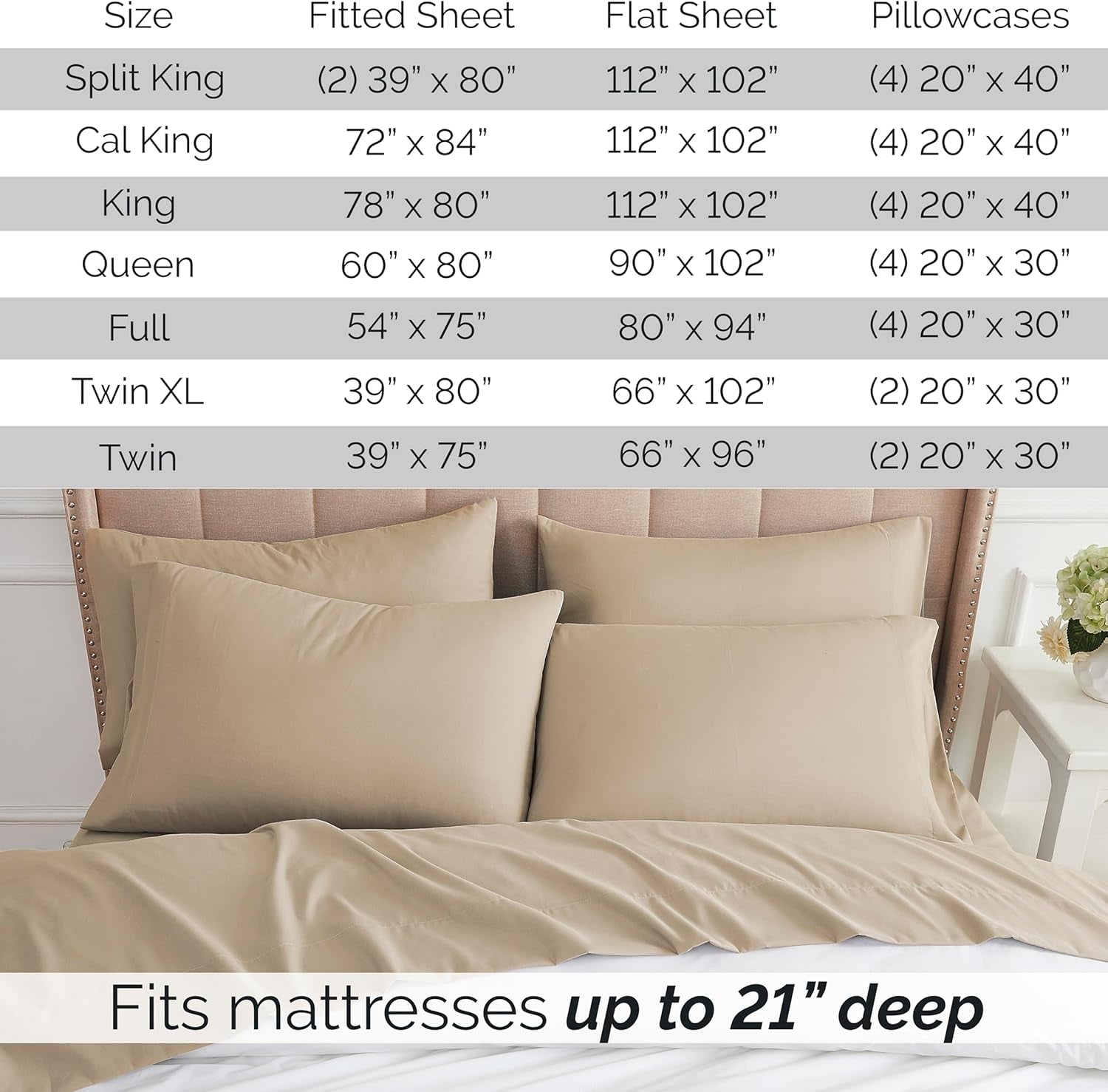 Extra Deep Pocket Queen Sheets Set, 6-Piece 